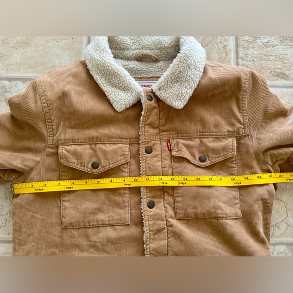 Levi’s Corduroy Sherpa Lined Men’s Trucker Jacket Tan Size Small Pre Owned - Picture 7 of 13